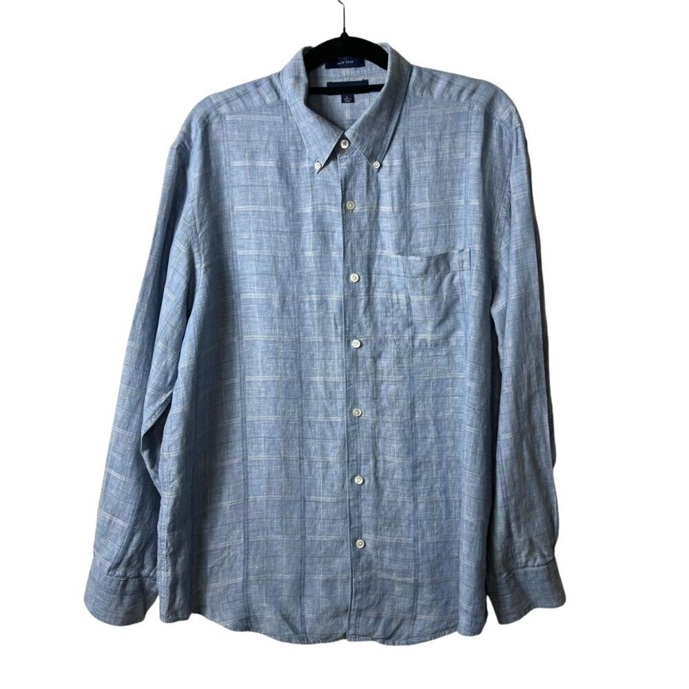 Grant‎ Thomas pure linen button down collared shirt men’s size large